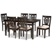 Baxton Studio Gervais Modern and Contemporary Sand Fabric Upholstered and Dark Brown Finished Wood 7-Piece Dining Set