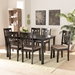 Baxton Studio Gervais Modern and Contemporary Sand Fabric Upholstered and Dark Brown Finished Wood 7-Piece Dining Set - RH339C-Sand/Dark Brown-7PC Dining Set