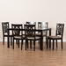 Baxton Studio Gervais Modern and Contemporary Sand Fabric Upholstered and Dark Brown Finished Wood 7-Piece Dining Set - RH339C-Sand/Dark Brown-7PC Dining Set