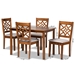 Baxton Studio Nicolette Modern and Contemporary Grey Fabric Upholstered and Walnut Brown Finished Wood 5-Piece Dining Set - RH340C-Grey/Walnut-5PC Dining Set