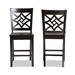 Baxton Studio Nicolette Modern and Contemporary Transitional Dark Brown Finished Wood 2-Piece Counter Stool Set - RH340P-Dark Brown Wood Scoop Seat-PC