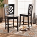 Baxton Studio Nicolette Modern and Contemporary Transitional Dark Brown Finished Wood 2-Piece Counter Stool Set - RH340P-Dark Brown Wood Scoop Seat-PC