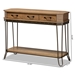 Baxton Studio Kellyn Vintage Rustic Industrial Oak Brown Finished Wood and Black Finished Metal 3-Drawer Console Table - JY20A066-Oak-Console