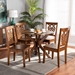 Baxton Studio Liese Modern and Contemporary Transitional Walnut Brown Finished Wood 5-Piece Dining Set - Liese-Walnut-5PC Dining Set