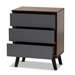 Baxton Studio Roldan Modern and Contemporary Two-Tone Walnut and Grey Finished Wood 3-Drawer Bedroom Chest - CH8003-Walnut/Grey-3DW Chest