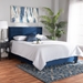 Baxton Studio Tamira Modern and Contemporary Glam Navy Blue Velvet Fabric Upholstered Full Size Panel Bed - CF9210E-Navy Blue Velvet-Full