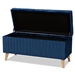 Baxton Studio Hanley Modern and Contemporary Navy Blue Velvet Fabric Upholstered and Walnut Brown Finished Wood Storage Ottoman - HY2A19B046S-Navy Blue Velvet-Otto