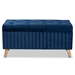Baxton Studio Hanley Modern and Contemporary Navy Blue Velvet Fabric Upholstered and Walnut Brown Finished Wood Storage Ottoman - HY2A19B046S-Navy Blue Velvet-Otto