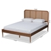 Baxton Studio Elston Mid-Century Modern Walnut Brown Finished Wood and Synthetic Rattan Queen Size Platform Bed - MG0056-Walnut Rattan/Walnut-Queen