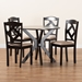 Baxton Studio Carlin Sand Fabric Upholstered and Dark Brown Finished Wood 5-Piece Dining Set - Carlin-Sand/Dark Brown-5PC Dining Set