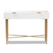 Baxton Studio Galia Modern and Contemporary White Finished Wood and Gold Metal 1-Drawer Console Table - JY20B124-White/Gold-Console