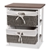 Baxton Studio Terena Modern Transitional Two-Tone Walnut Brown and White Finished Wood 2-Basket Storage Unit - TLM1812-White/Brown-2 Baskets