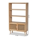 Baxton Studio Faulkner Mid-Century Modern Natural Brown Finished Wood and Rattan 2-Door Bookcase - FM203-034-Natural Wooden-Bookcase