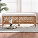 bali & pari Orchard Modern Bohemian White Fabric Upholstered and Natural Brown Rattan Bench - Orchard-Rattan-Bench