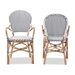 bali & pari Naila Classic French Black and White Weaving and Natural Brown Rattan 2-Piece Indoor and Outdoor Bistro Chair Set - DC613-Rattan-DC Arm