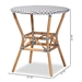 bali & pari Tavor Classic French Black and White Weaving and Natural Brown Rattan Indoor and Outdoor Bistro Table - DC613-Rattan-DT