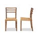 bali & pari Arthur Mid-Century Modern Walnut Brown Mahogany Wood and Natural Rattan 2-Piece Dining Chair Set - Arthur-Teak-DC