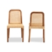 bali & pari Caspia Mid-Century Modern Walnut Brown Mahogany Wood and Natural Rattan 2-Piece Dining Chair Set - Caspia-Teak-DC