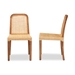 bali & pari Caspia Mid-Century Modern Walnut Brown Mahogany Wood and Natural Rattan 2-Piece Dining Chair Set - Caspia-Teak-DC