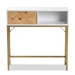 Baxton Studio Giona Modern and Contemporary Two-Tone Oak Brown and White Finished Wood and Gold Metal 1-Drawer Console Table - LC21020902-White/Gold-Console Table