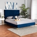 Baxton Studio Fabrico Contemporary Glam and Luxe Navy Blue Velvet Fabric Upholstered and Gold Metal Queen Size Platform Bed - BBT61079-Navy Blue Velvet/Gold-Queen