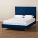 Baxton Studio Fabrico Contemporary Glam and Luxe Navy Blue Velvet Fabric Upholstered and Gold Metal Queen Size Platform Bed - BBT61079-Navy Blue Velvet/Gold-Queen