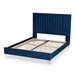 Baxton Studio Serrano Contemporary Glam and Luxe Navy Blue Velvet Fabric Upholstered and Gold Metal Queen Size Platform Bed - BBT61079.11-Navy Blue Velvet/Gold-Queen