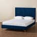 Baxton Studio Serrano Contemporary Glam and Luxe Navy Blue Velvet Fabric Upholstered and Gold Metal Full Size Platform Bed - BBT61079.11-Navy Blue Velvet/Gold-Full