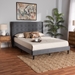 Baxton Studio Gothard Modern and Contemporary Grey Velvet Fabric Upholstered and Dark Brown Finished Wood Queen Size Platform Bed - DV20811-Grey Velvet-Queen