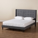 Baxton Studio Gothard Modern and Contemporary Grey Velvet Fabric Upholstered and Dark Brown Finished Wood Queen Size Platform Bed - DV20811-Grey Velvet-Queen