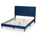 Baxton Studio Gothard Modern and Contemporary Navy Blue Velvet Fabric Upholstered and Dark Brown Finished Wood Queen Size Platform Bed - DV20811-Navy Blue Velvet-Queen