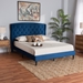 Baxton Studio Joanna Modern and Contemporay Navy Blue Velvet Fabric Upholstered and Dark Brown Finished Wood Queen Size Platform Bed - DV20812-Navy Blue Velvet-Queen