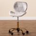 Baxton Studio Savara Contemporary Glam and Luxe Grey Velvet Fabric and Gold Metal Swivel Office Chair - NF01-Grey Velvet/Gold-Office Chair