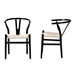 Baxton Studio Paxton Modern Black Finished Wood 2-Piece Dining Chair Set - Y-A-B-Black/Rope-Wishbone-Chair