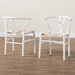 Baxton Studio Paxton Modern White Finished Wood 2-Piece Dining Chair Set - Y-A-W-White/Rope-Wishbone-Chair