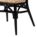 bali & pari Parthenia Mid-Century Modern Two-Tone Black and Walnut Brown Finished Mahogany Wood and Natural Rattan Dining Chair - Promedane-Black Rattan-DC