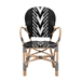 bali & pari Wallis Modern French Two-Tone Black and White Weaving and Natural Rattan Indoor Dining Chair - BC010-W3-Rattan-DC Arm