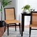 bali & pari Lingga Modern Bohemian Dark Brown Mahogany Wood and Natural Rattan Dining Chair - Lingga-Mahogany-DC