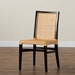 bali & pari Lingga Modern Bohemian Dark Brown Mahogany Wood and Natural Rattan Dining Chair - Lingga-Mahogany-DC