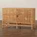 bali & pari Vivan Modern Bohemian Natural Brown Rattan and Mahogany Wood Storage Cabinet - Vivan-W137-Mahogany-Cabinet