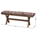 Baxton Studio Cherene Modern Farmhouse Chocolate Velvet Fabric and Rustic Brown Finished Wood Bench - RDS982-Choco Velvet-Bench
