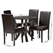 Baxton Studio Rosi Modern Espresso Brown Faux Leather and Wood 5-Piece Dining Set - Rosi-Dark Brown-5PC Dining Set