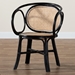 bali & pari Palesa Modern Bohemian Two-Tone Black and  Natural Brown Rattan Dining Chair - WS032-Black-Rattan-DC