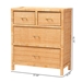 bali & pari Vaere Modern Bohemian Natural Brown Rattan and Mahogany Wood Storage Cabinet - Vaere-Mahogany-4DW-Storage Cabinet