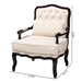 Baxton Studio Dion Traditional French Cream Fabric and Wenge Brown Finished Wood Accent Chair - BBT5470.12 A1-Cream/Wenge-Chair