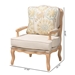 Baxton Studio Andre Traditional French Quilted Fabric and Whitewash Finished Wood Accent Chair - BBT5470.11.A2-Beige/White Wash-Chair