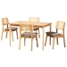 Baxton Studio Dannon Mid-Century Modern Grey Fabric and Natural Oak Finished Wood 5-Piece Dining Set