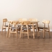 Baxton Studio Tarana Mid-Century Modern Grey Fabric and Natural Oak Finished Wood 7-Piece Dining Set - CS002C-Natural Oak/Light Grey-7PC Dining Set