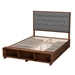 Baxton Studio Jalie Classic Transitional Grey Fabric and Walnut Brown Finished Wood Queen Size Platform Storage Bed - MG9765/6001-1S-Queen