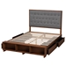 Baxton Studio Jalie Classic Transitional Grey Fabric and Walnut Brown Finished Wood King Size Platform Storage Bed - MG9765/6001-1S-King